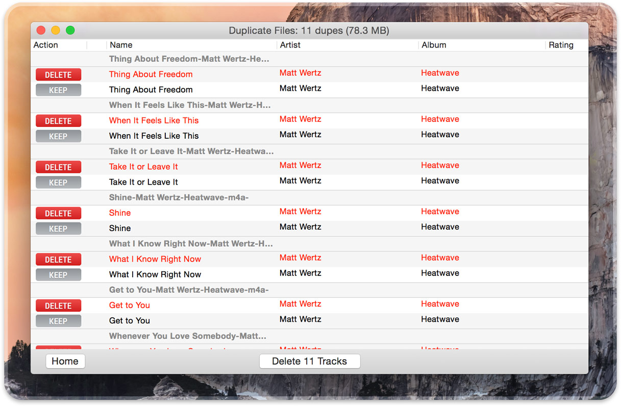 delete duplicate files