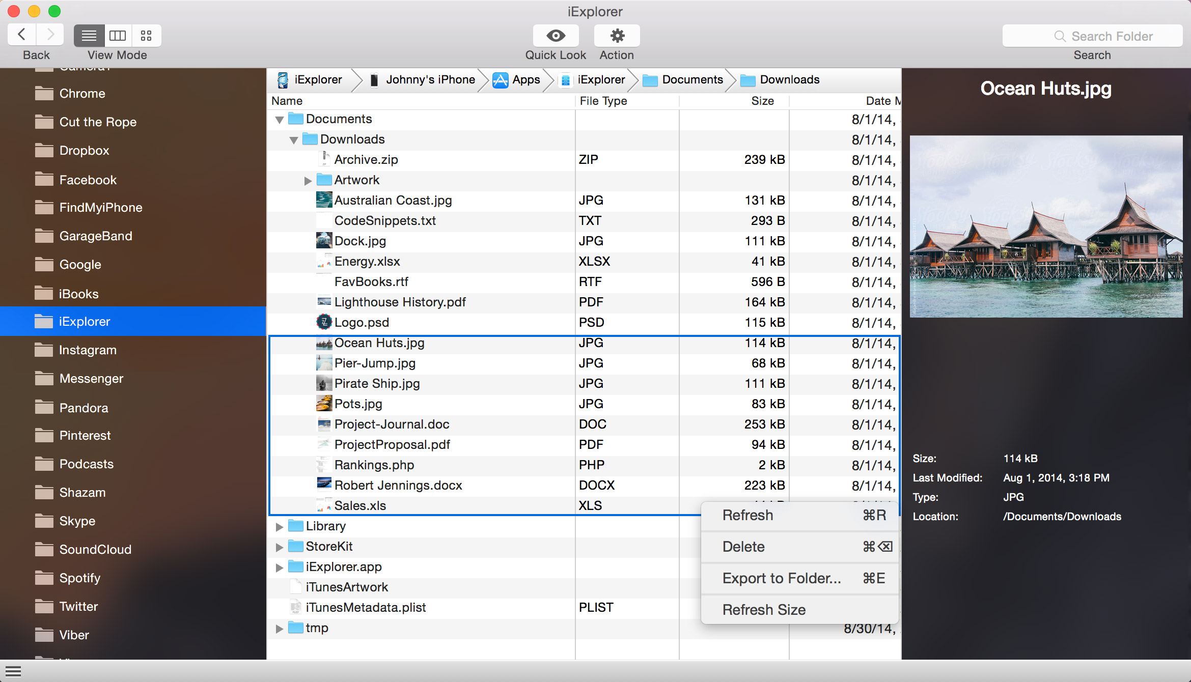 iExplorer File Browsing