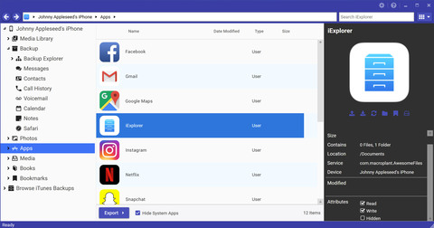 Access and transfer iPhone apps
