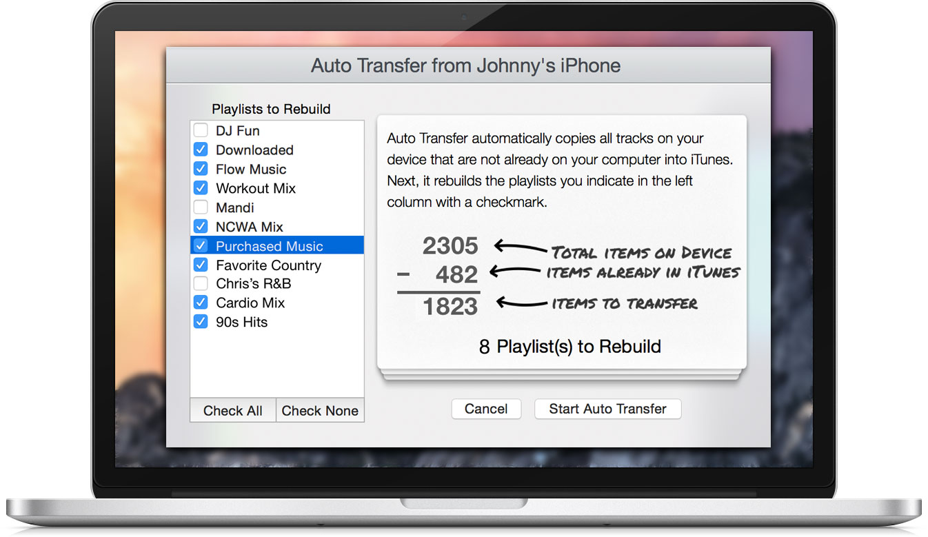 iExplorer Auto Transfer Dialog