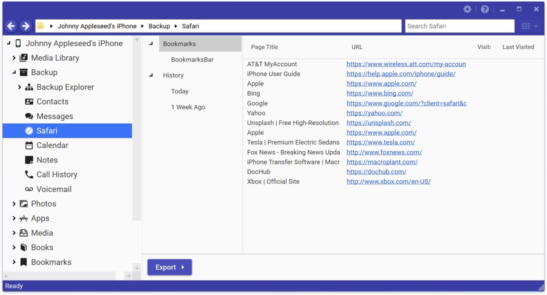 export ios safari history